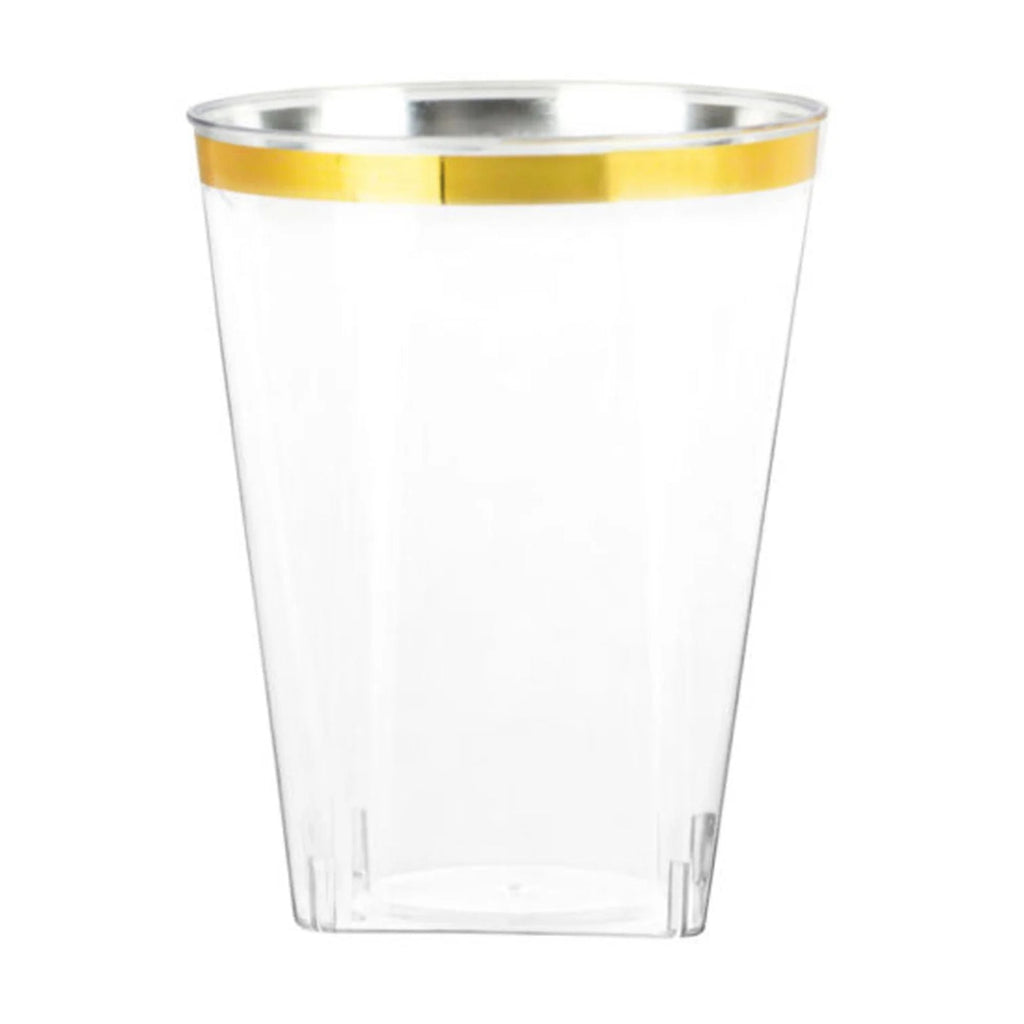 White With Gold Rim Plastic Dinnerware Set- Elegant Party Pack-Organic