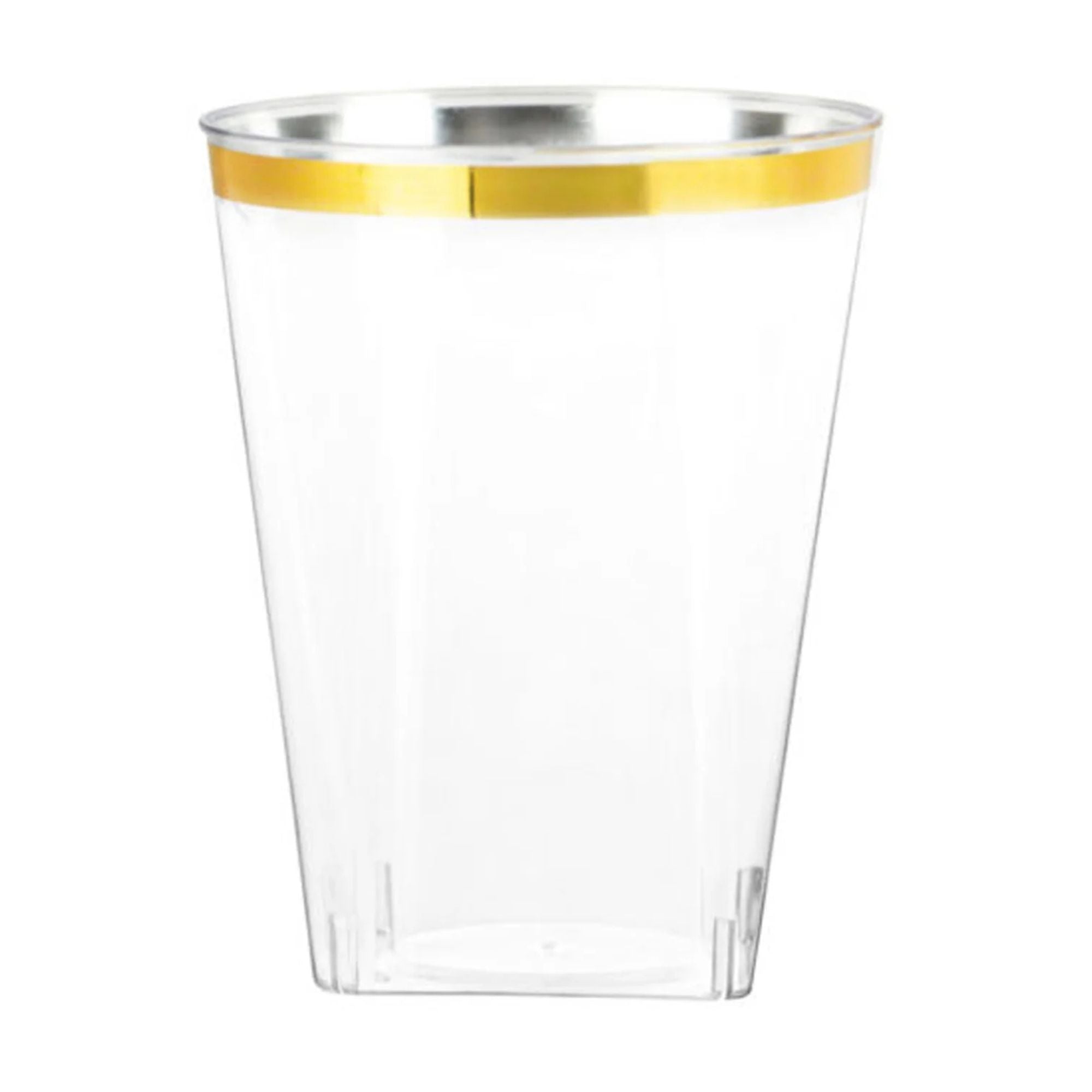 White With Gold Rim Plastic Dinnerware Set- Elegant Party Pack-Organic