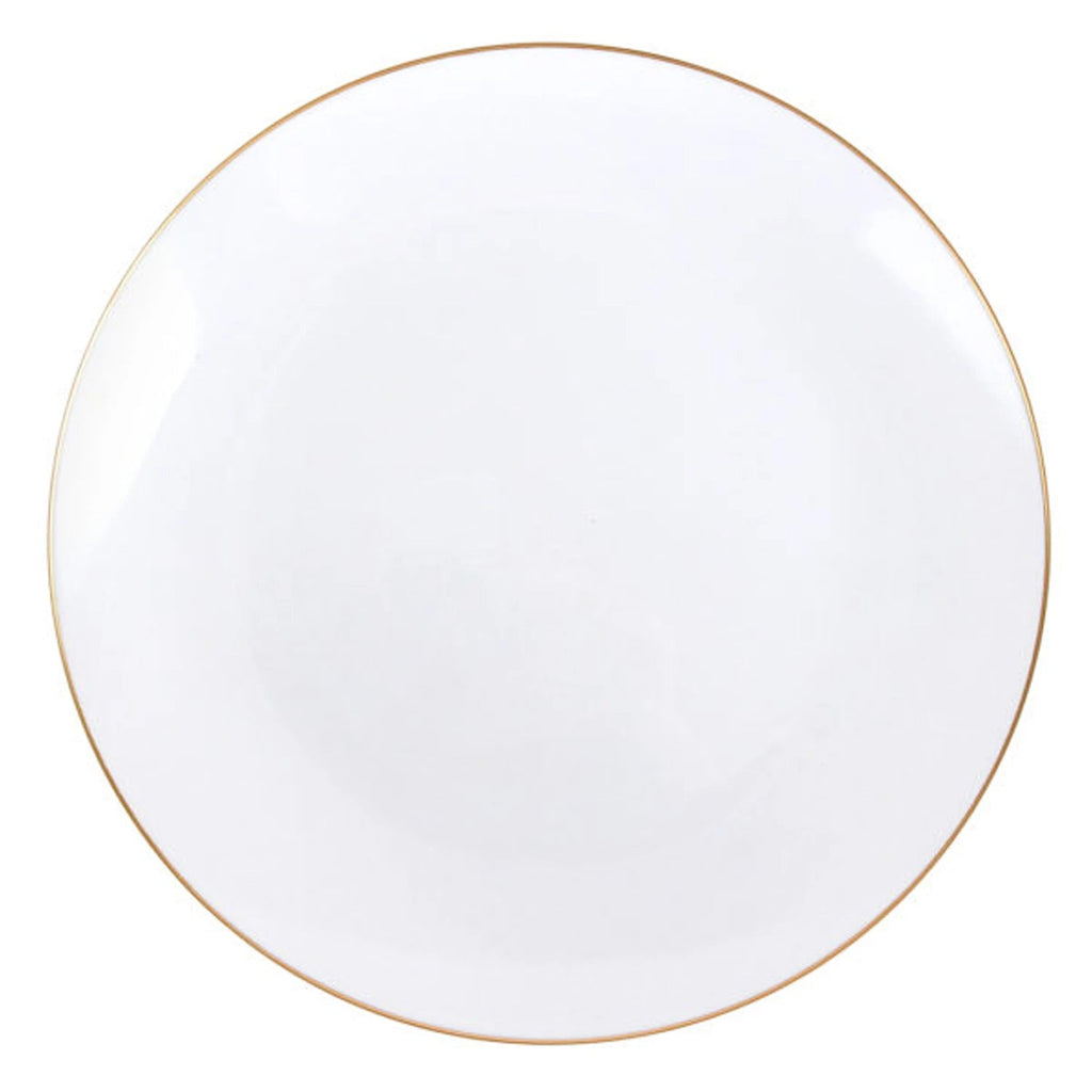 White With Gold Rim Plastic Dinnerware Set- Elegant Party Pack-Organic