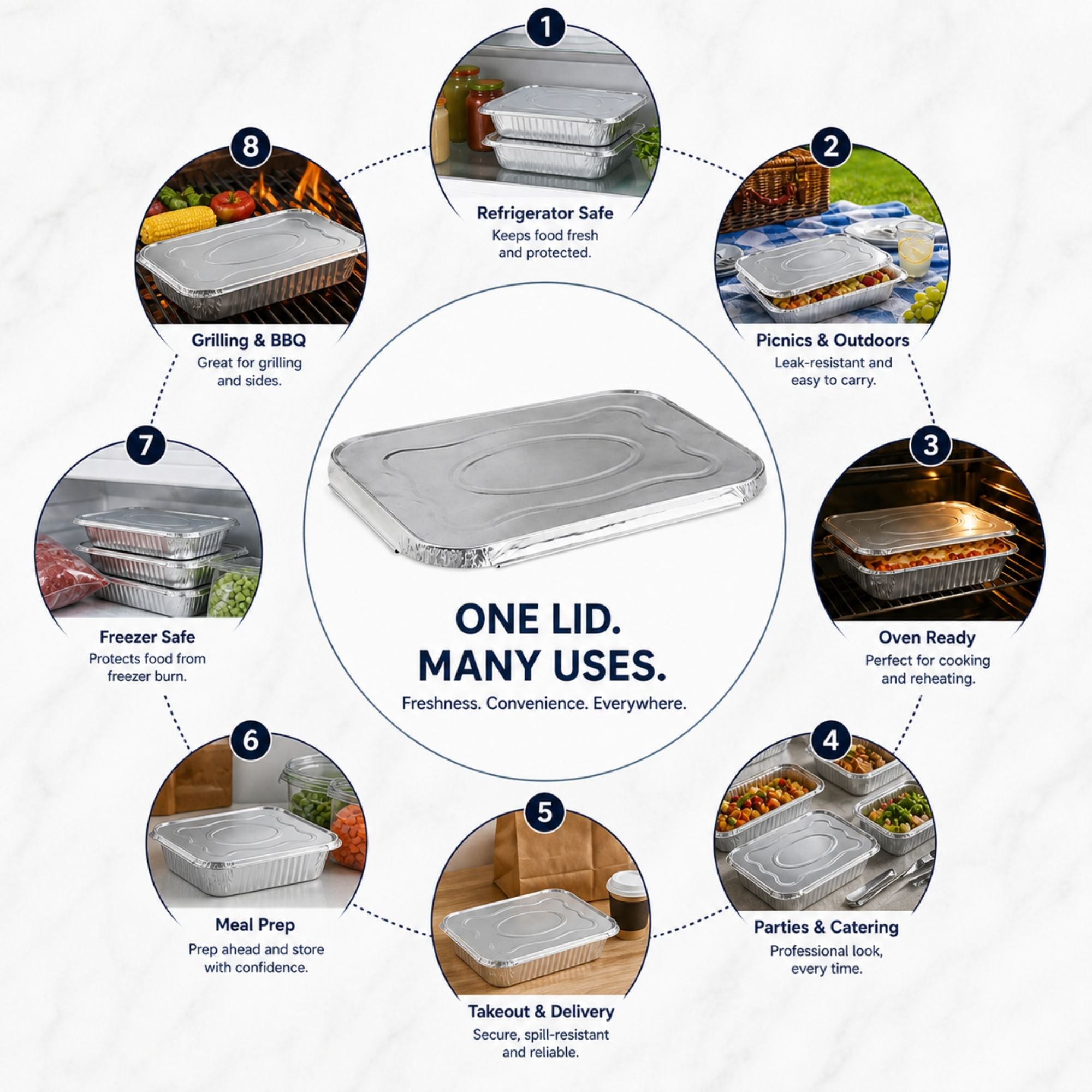 Lid For 2.25Lb Oblong Pan 8.25" x 5.75" Disposable Aluminum (Must bend edges of pan to fit)