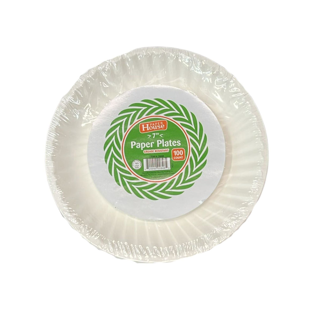 *WHOLESALE* 7" Paper Uncoated White Lunch Plates 1200/Case