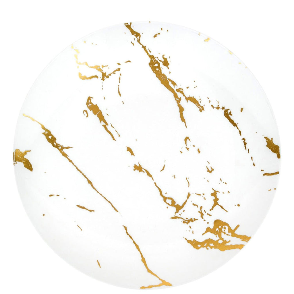 Gold Stroke 9" White Meal Plate Plastic Elegant Plates Blue Sky 10 Pieces