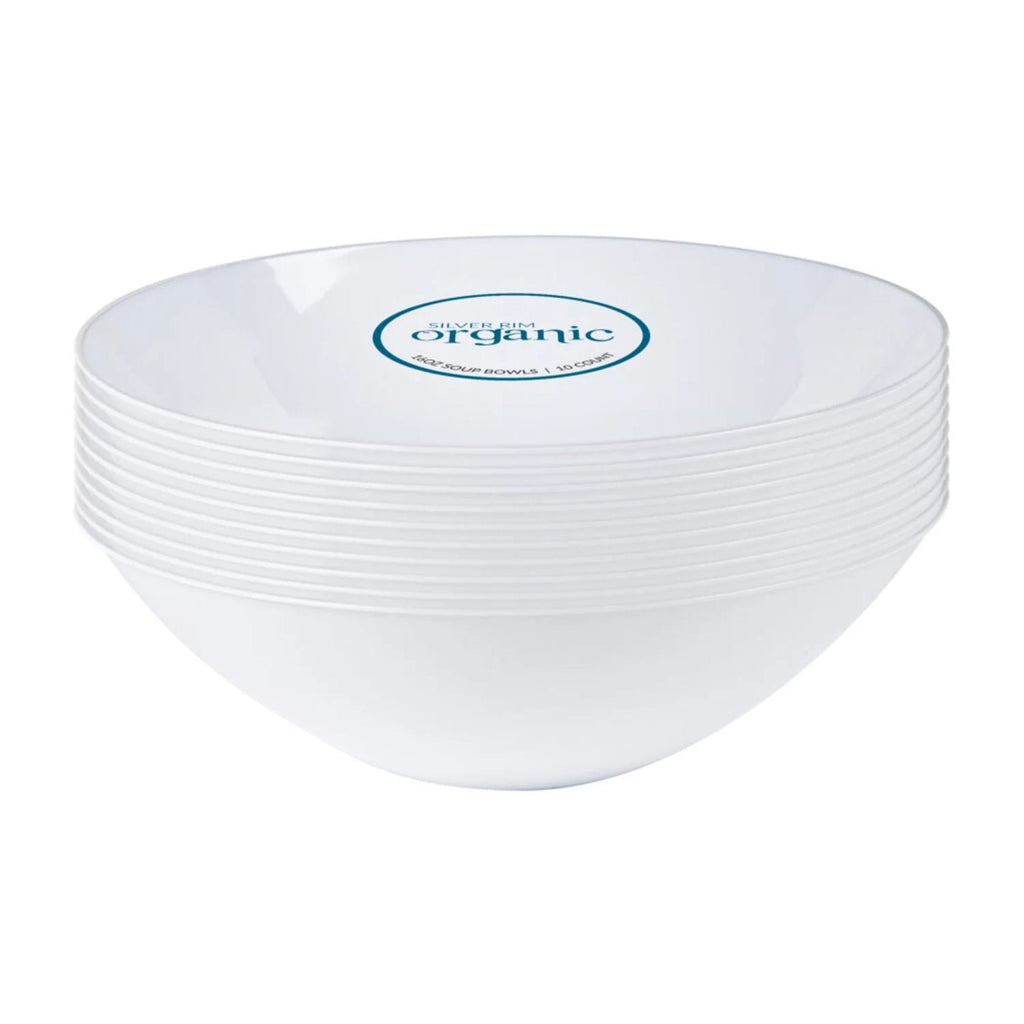 White Plastic Dinnerware Set- Elegant Party Pack-Organic