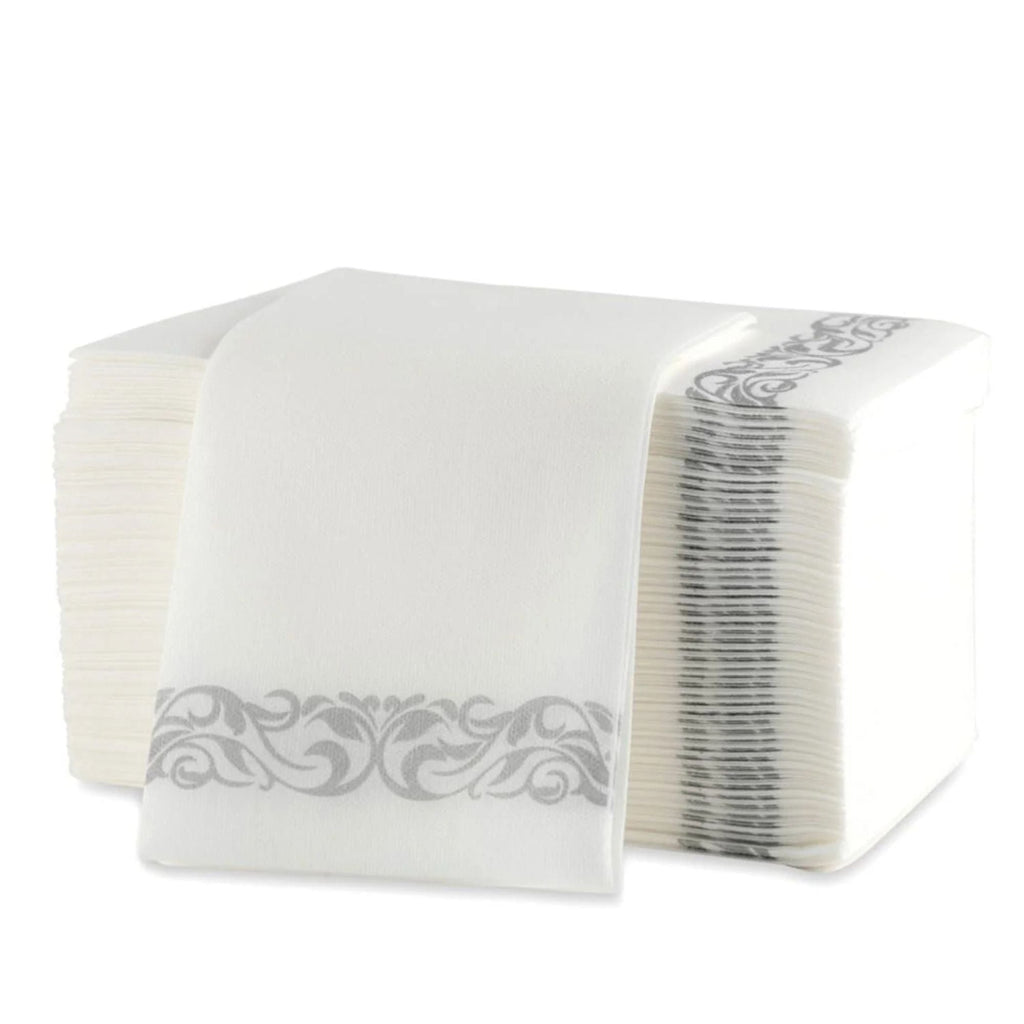White Plastic Dinnerware Set- Elegant Party Pack-Organic
