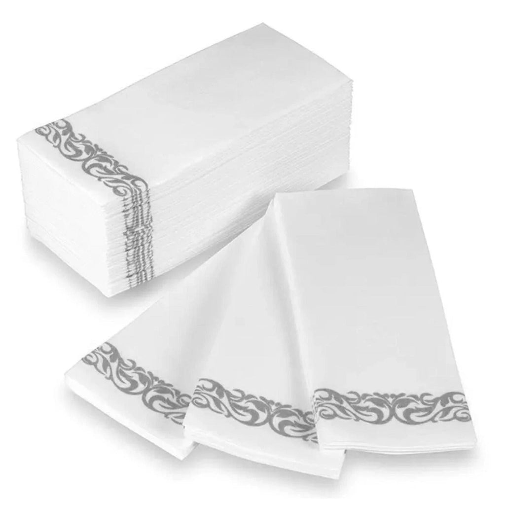 White Plastic Dinnerware Set- Elegant Party Pack-Organic