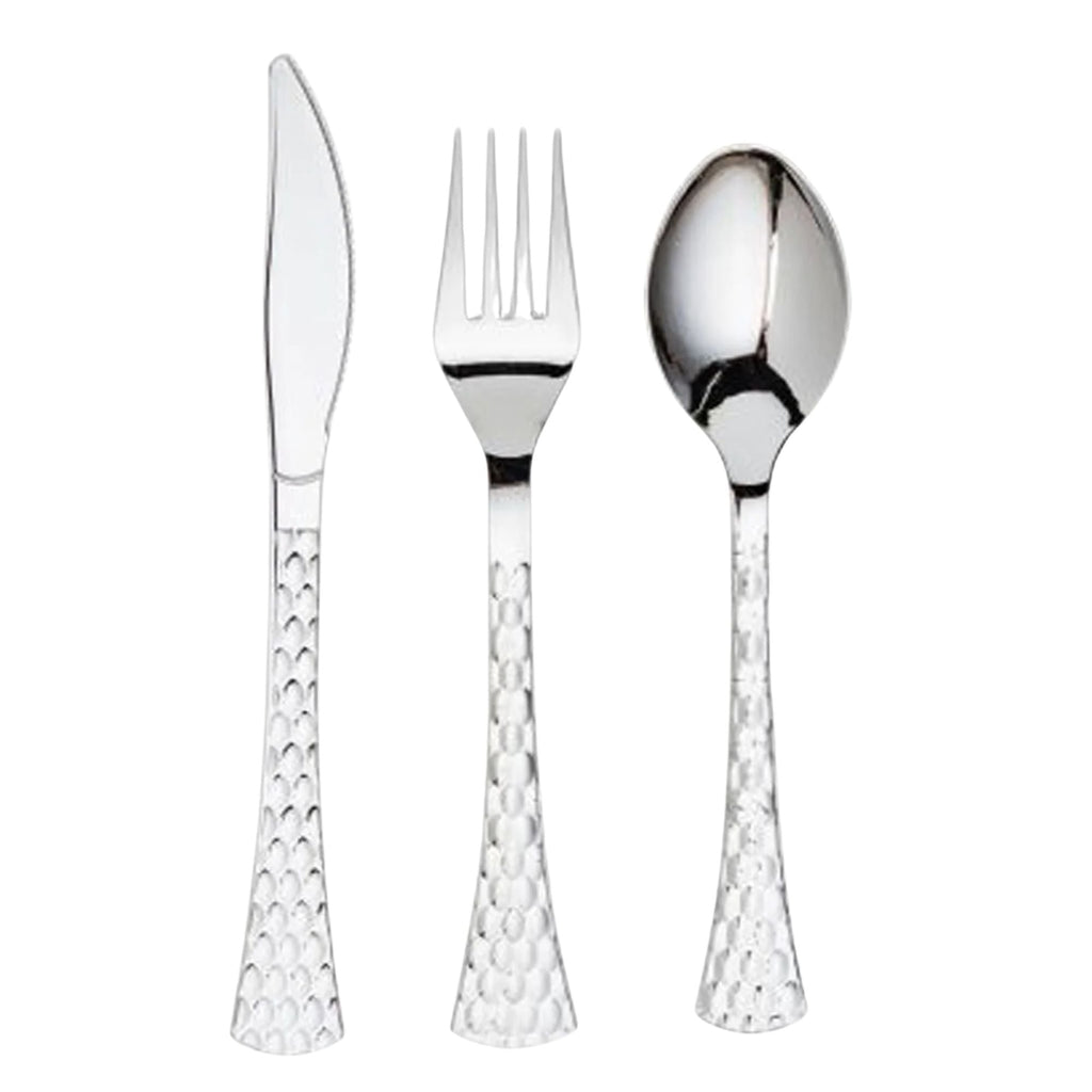 White Plastic Dinnerware Set- Elegant Party Pack-Organic