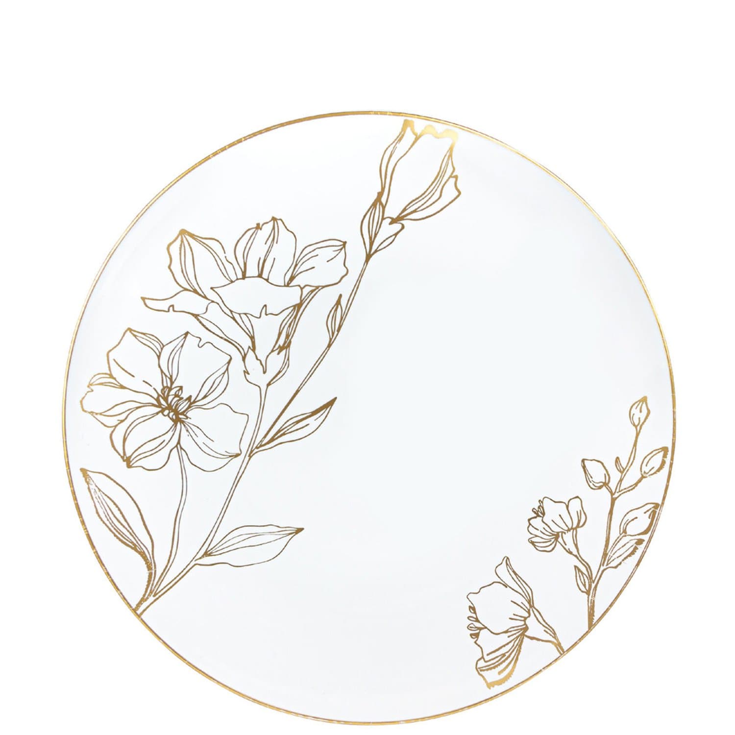 Antique 7.5" Gold Floral Appetizer/Dessert Plate Plastic Elegant Plates Blue Sky 10 Pieces