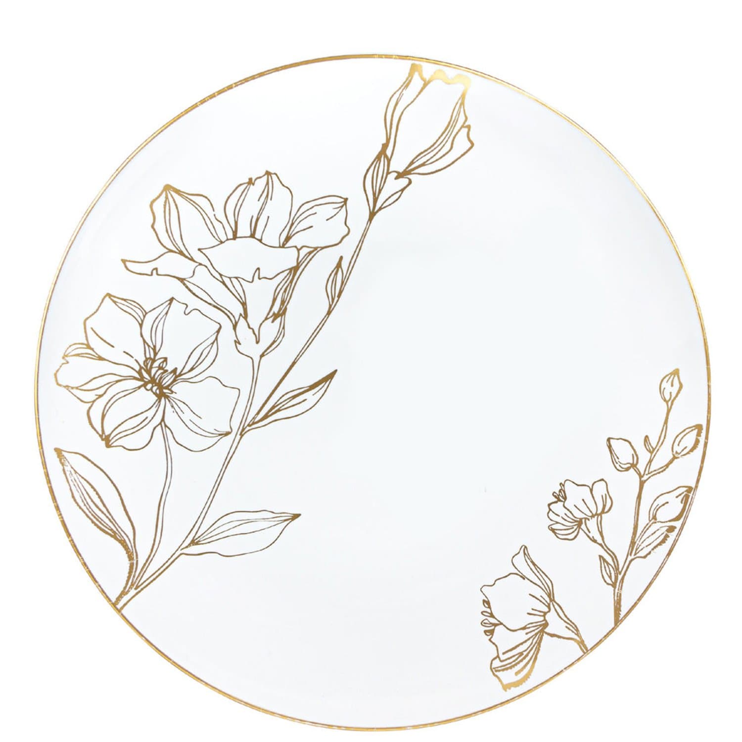 Antique 9" Gold Floral Meal Plate Plastic Elegant Plates Blue Sky 10 Pieces