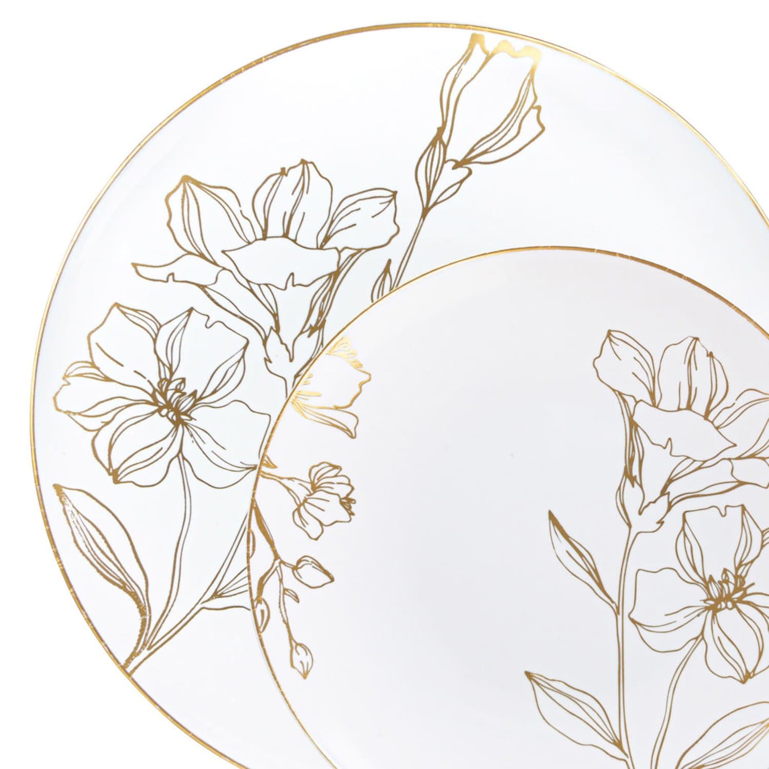 Antique 10" Gold Floral Disposable Plastic Dinner Plate