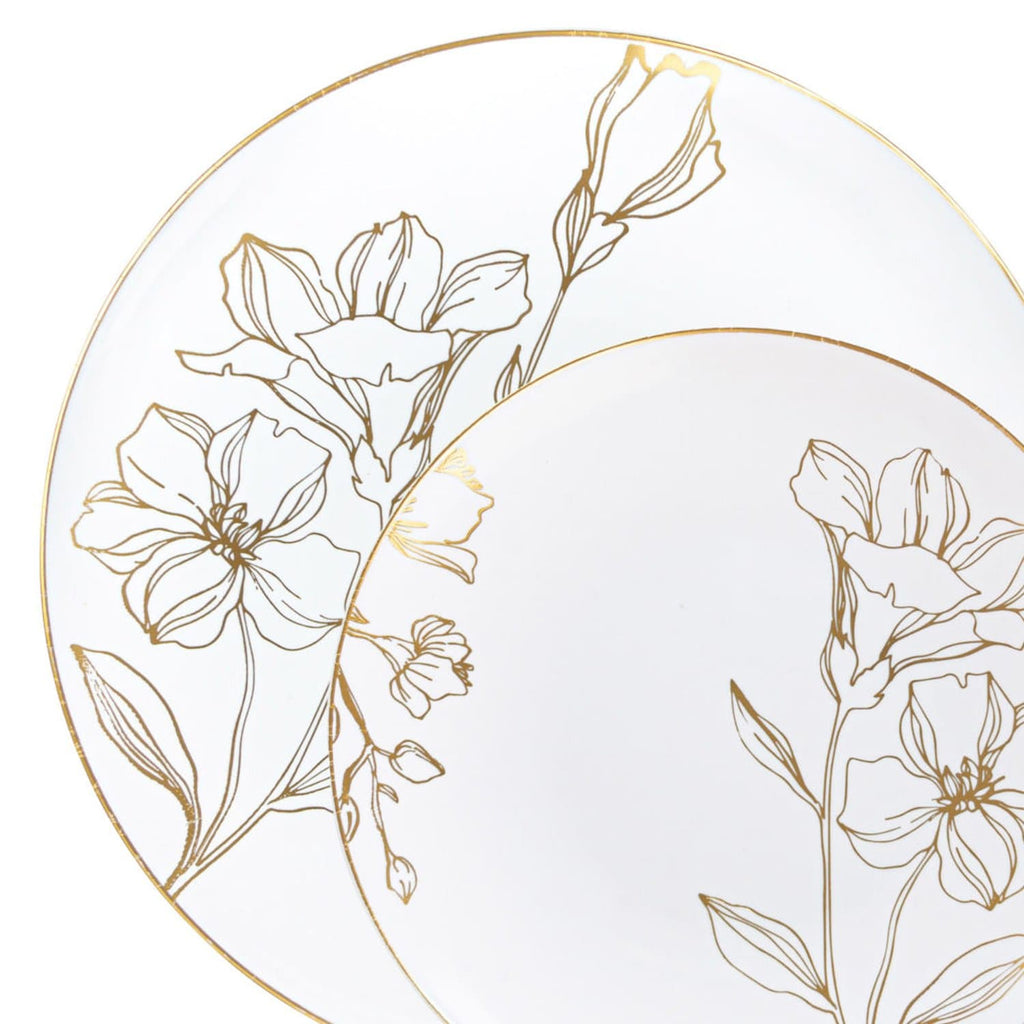 Antique 9" Gold Floral Meal Plate Plastic