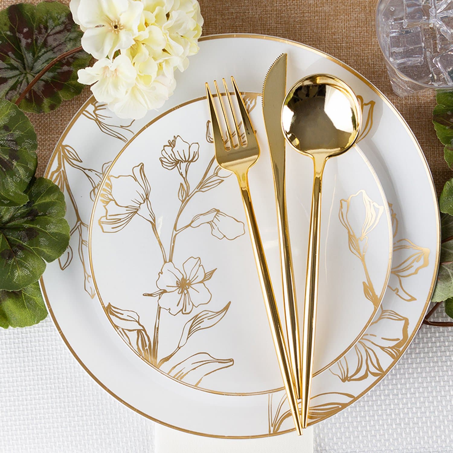 Antique 7.5" Gold Floral Appetizer/Dessert Plate Plastic
