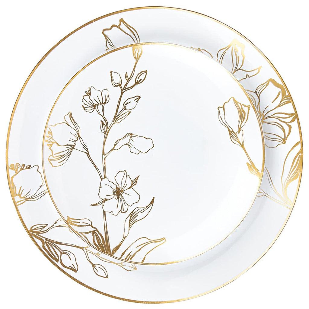 Antique 9" Gold Floral Meal Plate Plastic