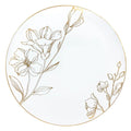 Antique 10" Gold Floral Disposable Plastic Dinner Plate