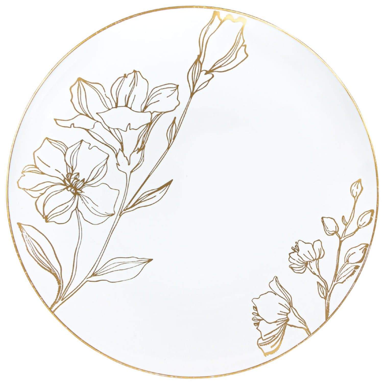 White & Gold Floral Plastic Dinnerware Set- Value Pack-Antique