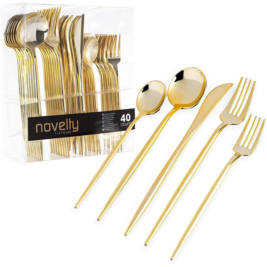 Novelty Cutlery Gold Plastic Disposable Combo Set Cutlery Set Blue Sky 40 Pieces