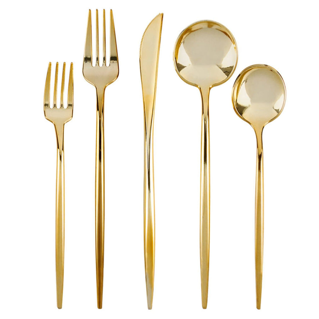 Novelty  Cutlery Gold Plastic Disposable Combo Set