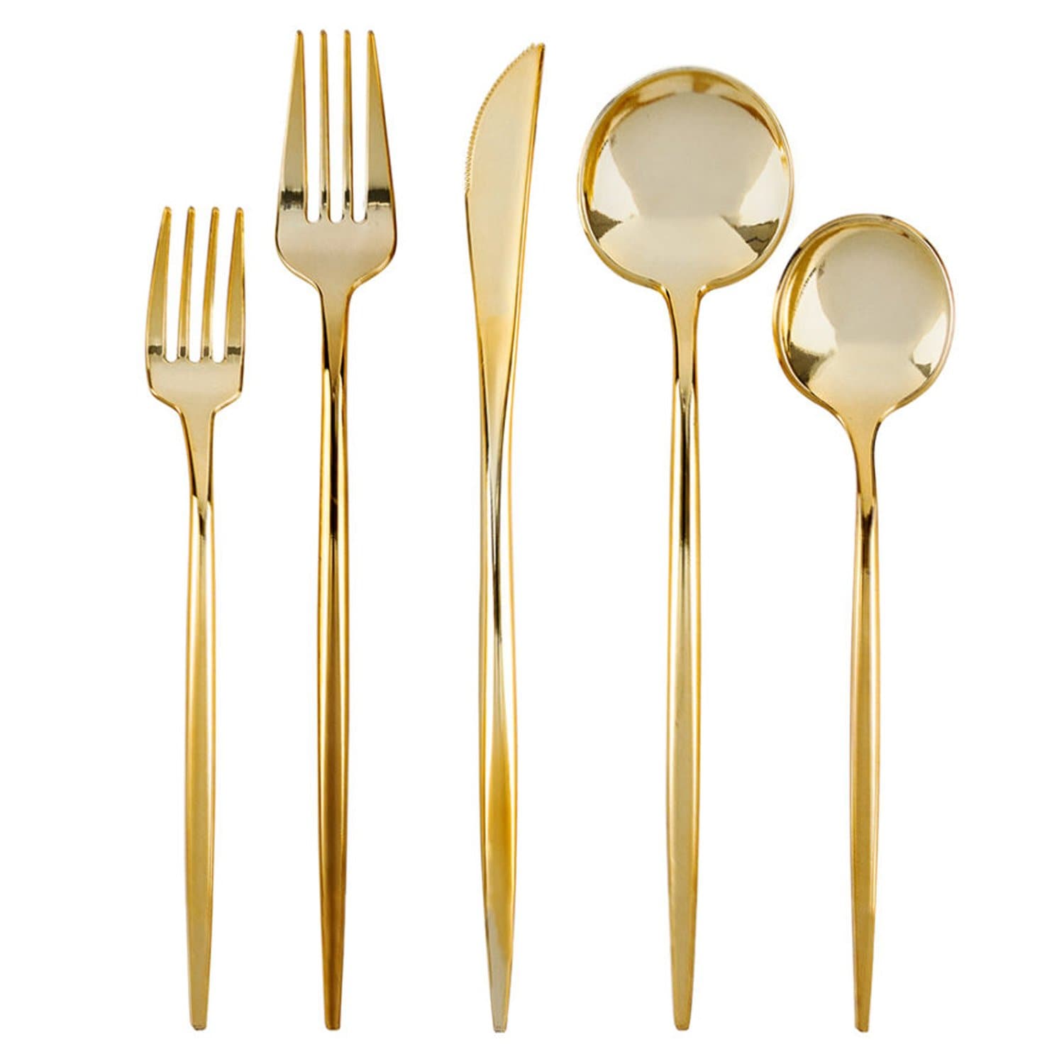 Novelty  Cutlery Gold Plastic Disposable Combo Set