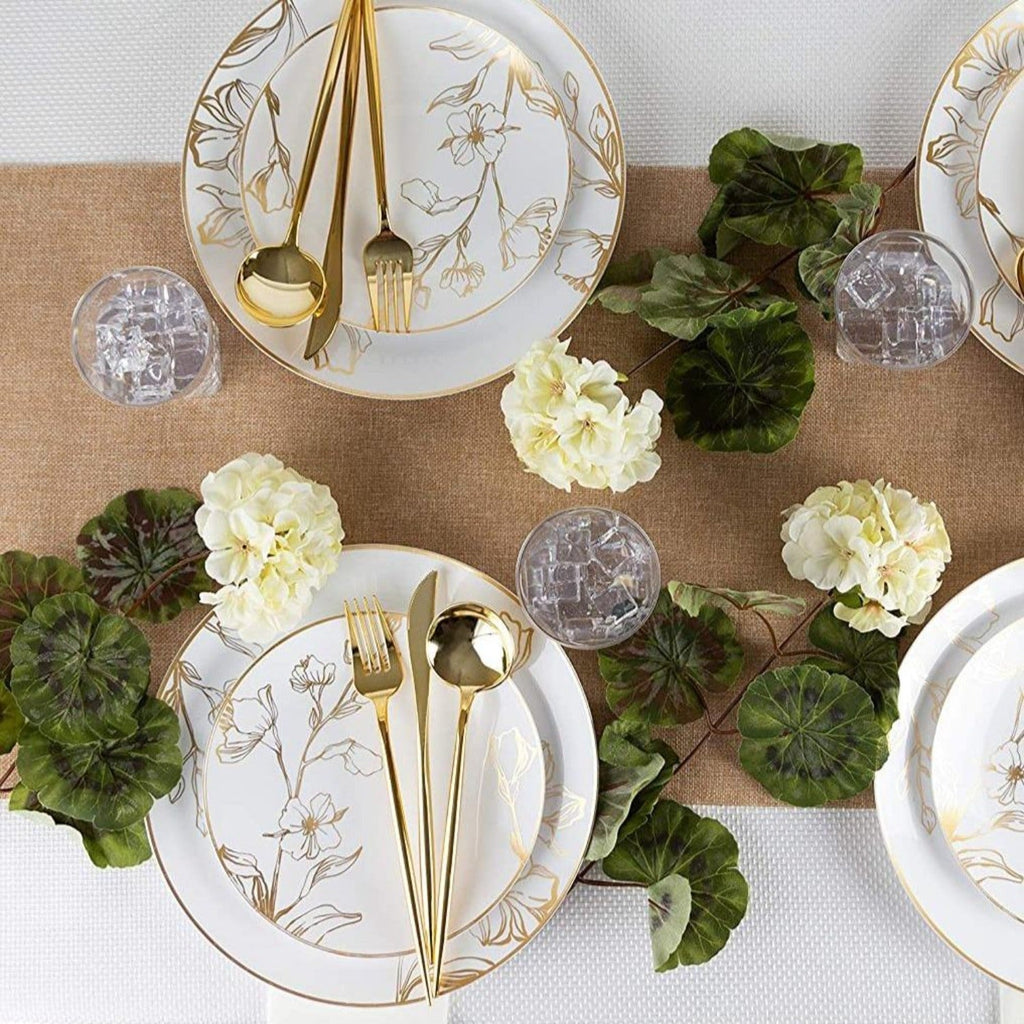 Novelty  Cutlery Gold Plastic Disposable Combo Set