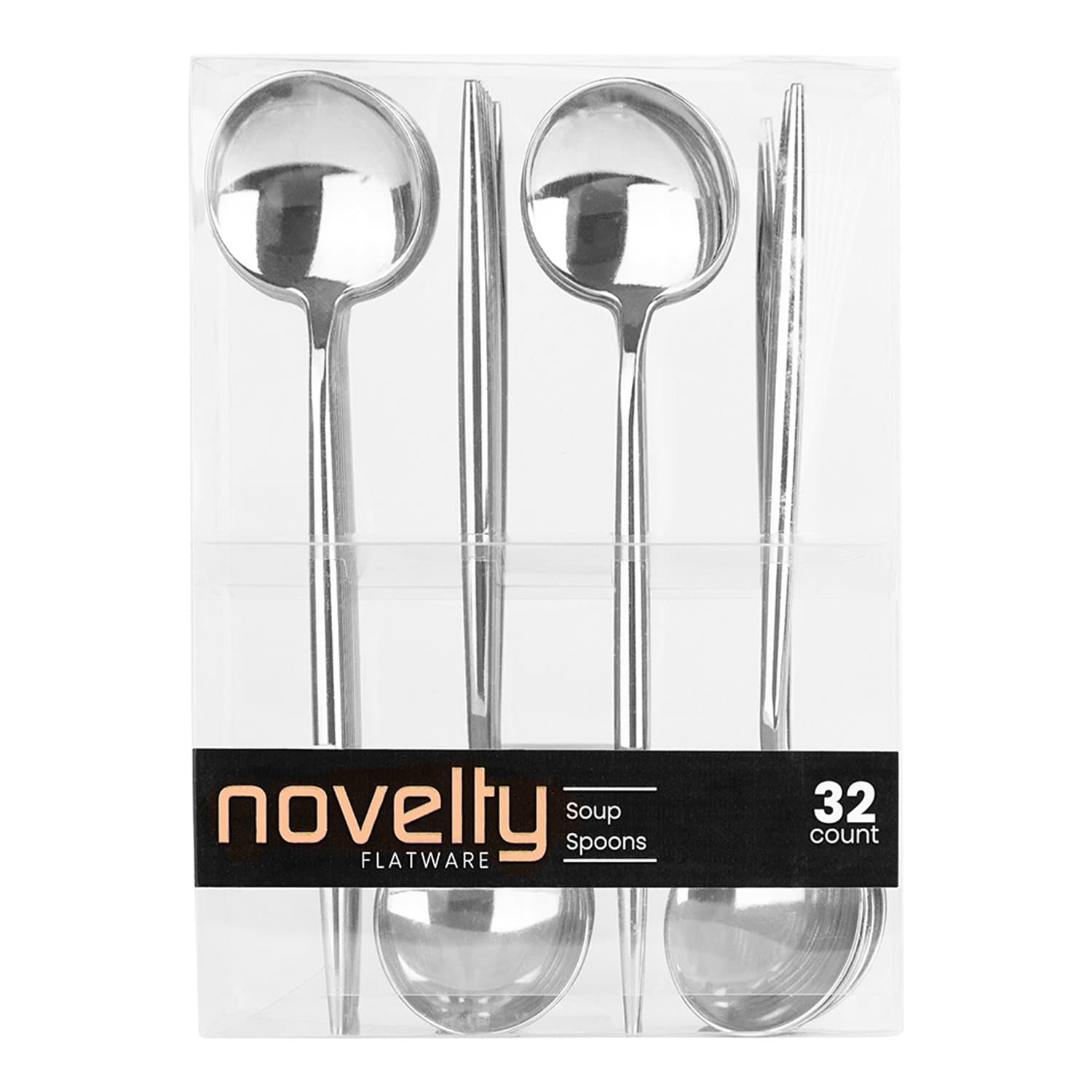Novelty Cutlery Dinner Spoons Silver Plastic Disposable Spoons Blue Sky 32 Pieces