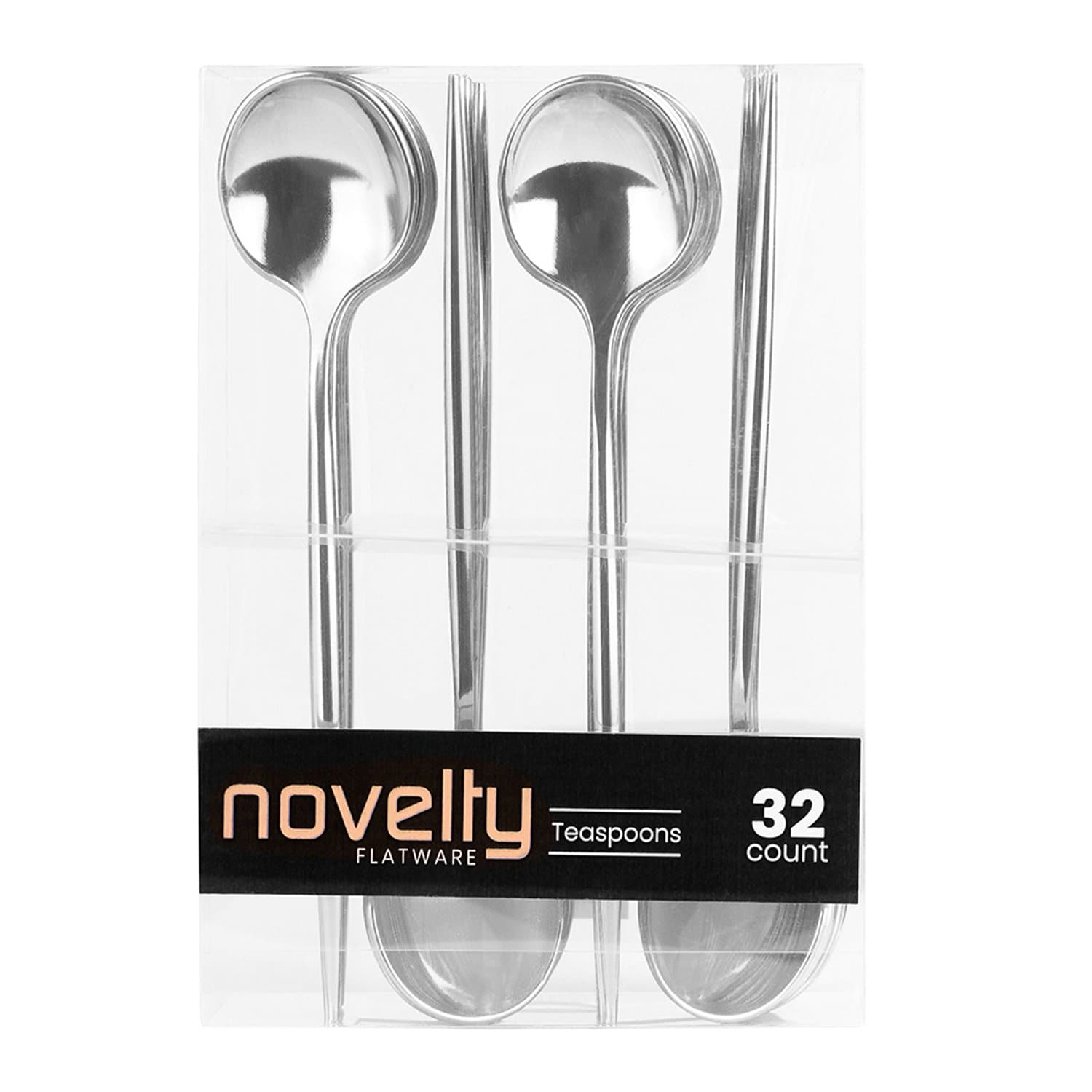 Novelty Cutlery Dinner Teaspoons Siver Plastic Disposable Spoons Blue Sky 32 Pieces