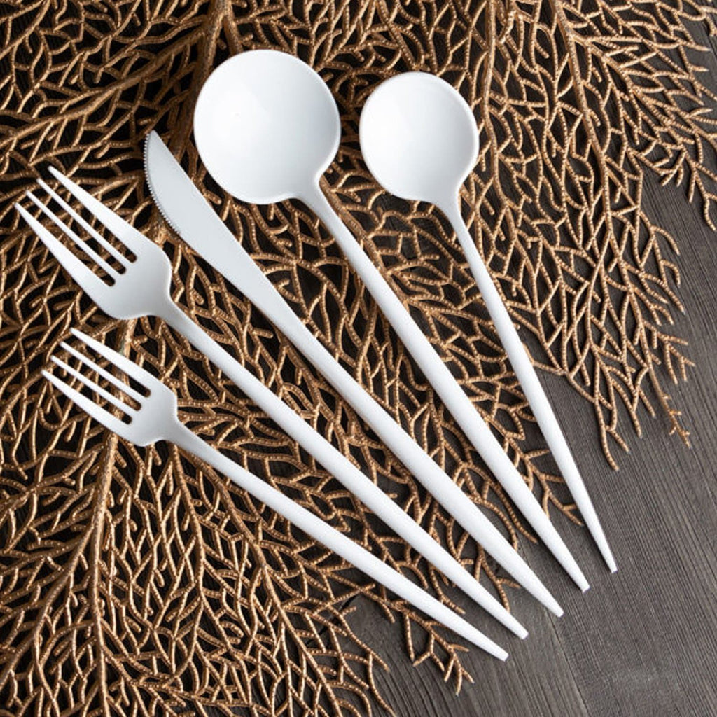 Novelty Cutlery Dinner Forks White Plastic