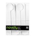 Novelty Cutlery Dinner Soup Spoon White Plastic Disposable Spoons Blue Sky 32 Pieces