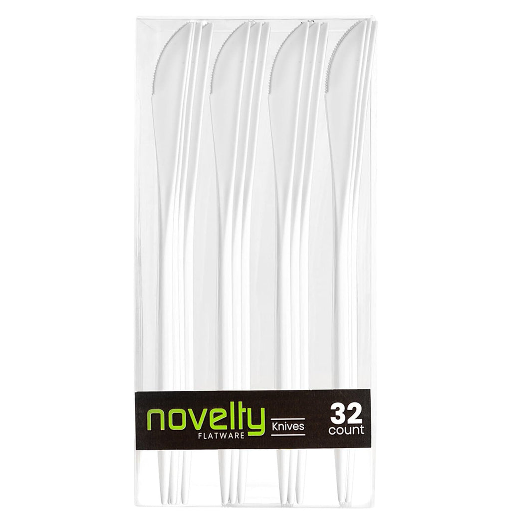 Novelty Cutlery Dinner Knives White Plastic Disposable Knives Blue Sky 32 Pieces