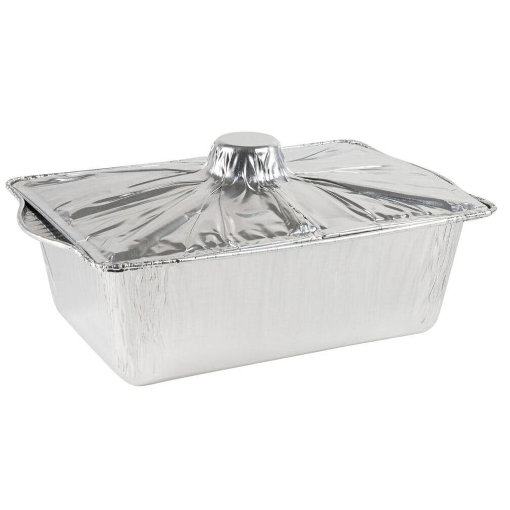 10 LB Large Rectangle Pots With Lids Combo Disposable Aluminum