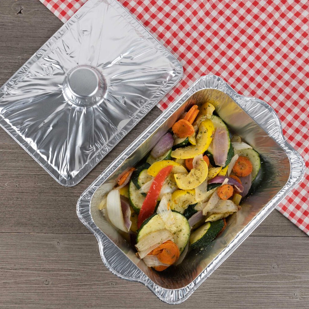 5LB Small Rectangle Pots With Lids Combo Disposable Aluminum