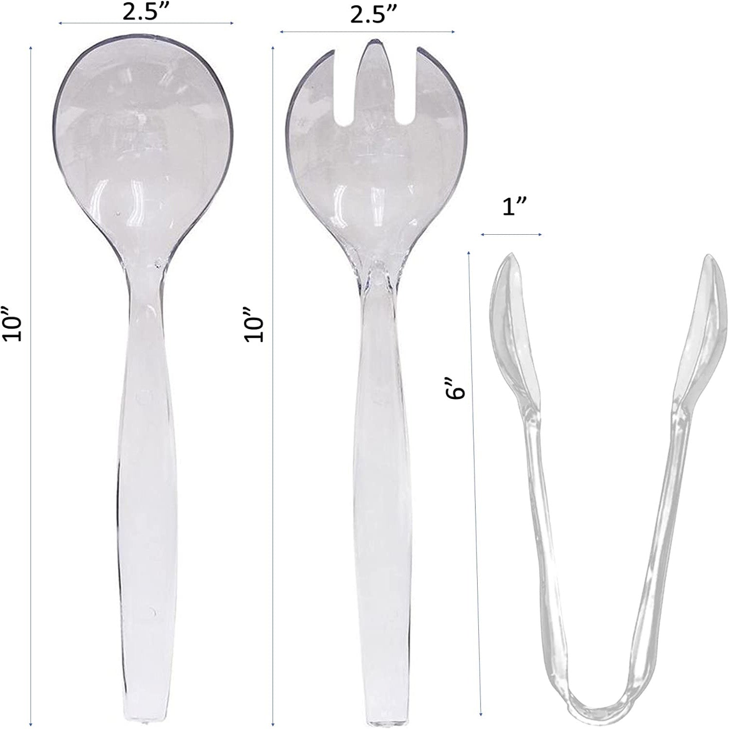 Plastic Serving Utensils, Heavy Duty Clear Disposable Utensils, 9 Piece Set