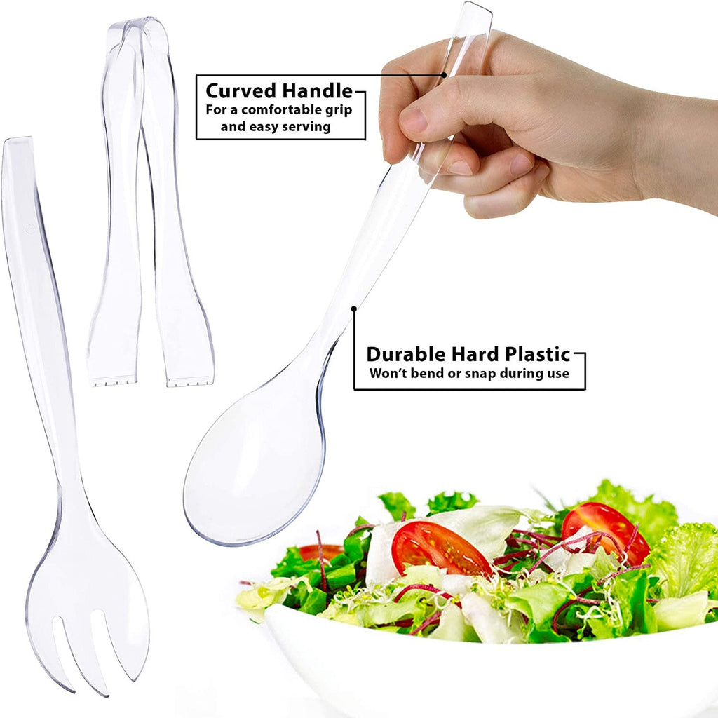 Plastic Serving Utensils, Heavy Duty Clear Disposable Utensils, 6 pieces