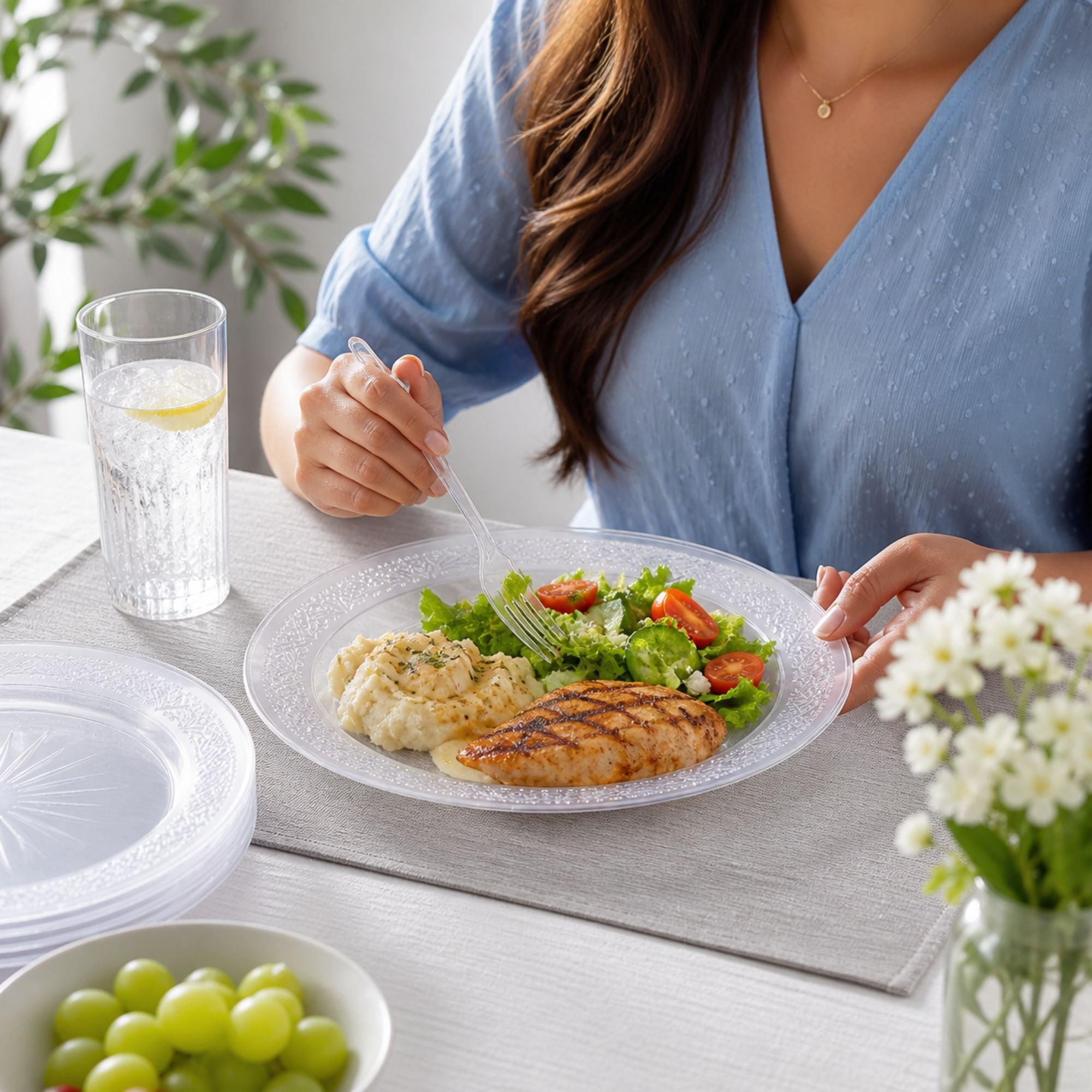 *JUMBO PACK* 9" Plastic Plates Clear Disposable