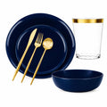 Navy Blue Disposable Dinnerware Set – Elegant Party Pack: Edge