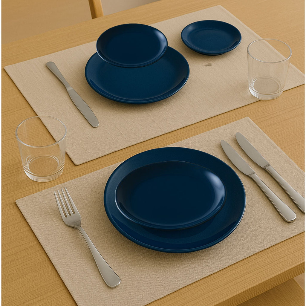 Round Dark Blue Disposable Plastic Dinnerware Set Value Pack-Edge