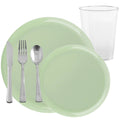Round Mint Green Plastic Dinnerware Set Value Pack-Edge