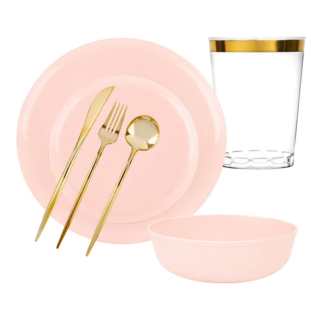 Pink Disposable Dinnerware Set – Elegant Party Pack: Edge
