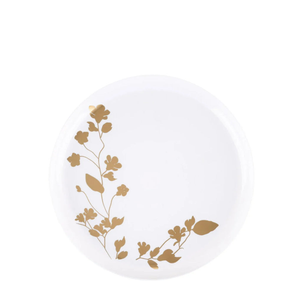 Garden 6.3" White & Gold Plastic Disposable Appetizer/Dessert Plate