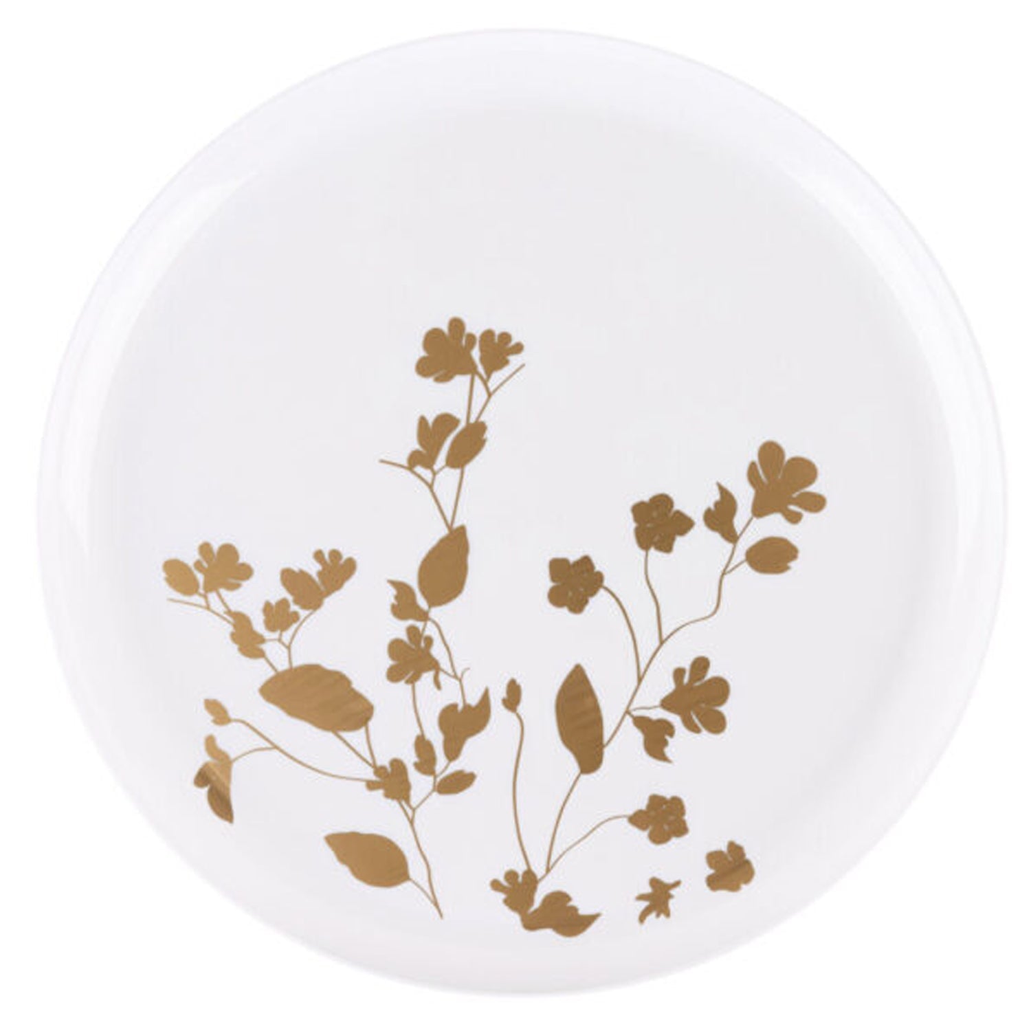 White & Gold Round Plastic Dinnerware Set- Value Pack-Garden