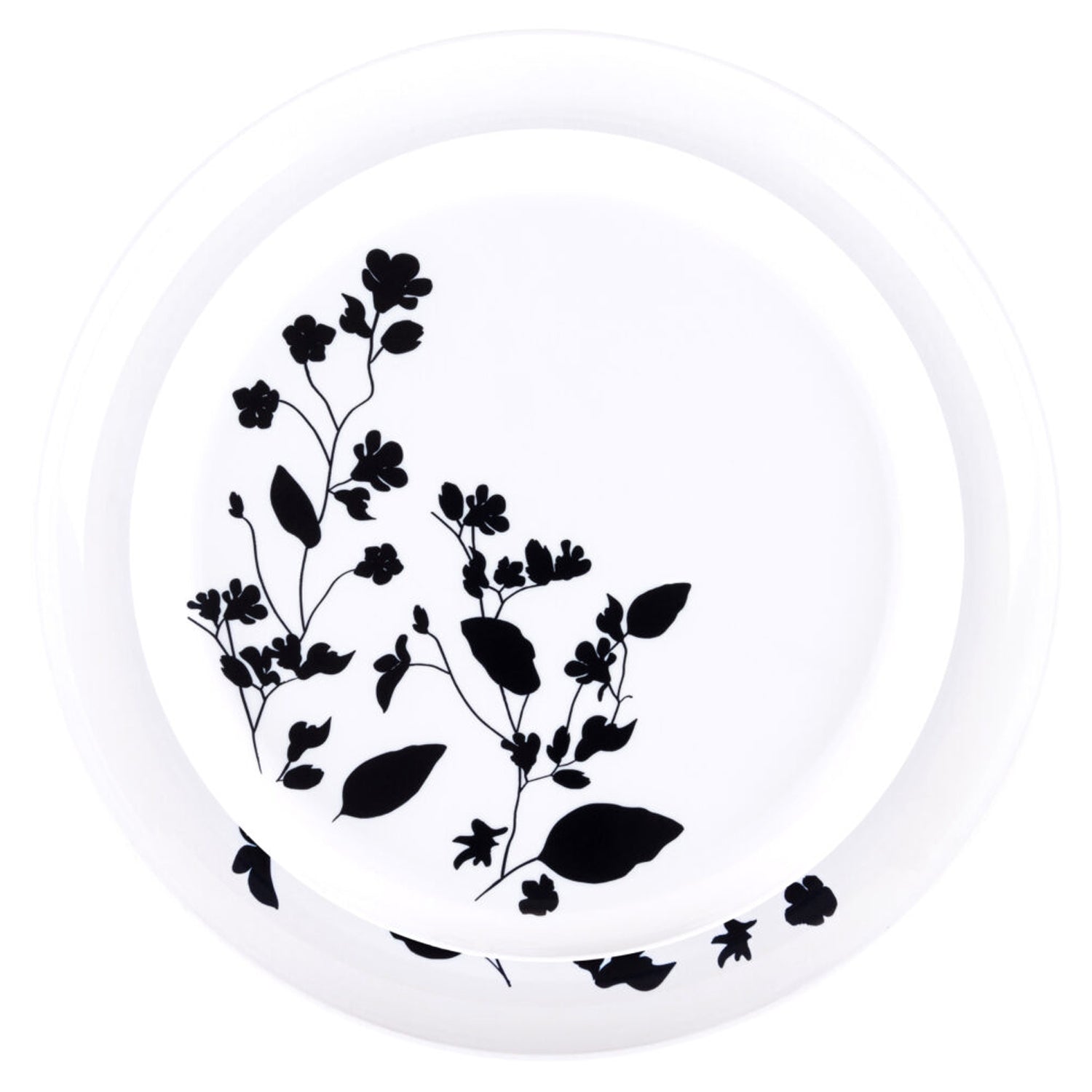 Garden 6.3" White & Black Plastic Disposable Dessert Plate 10 Pack