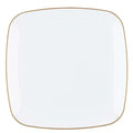 Organic 10" White with Gold Rim Square Plastic Disposable Plate