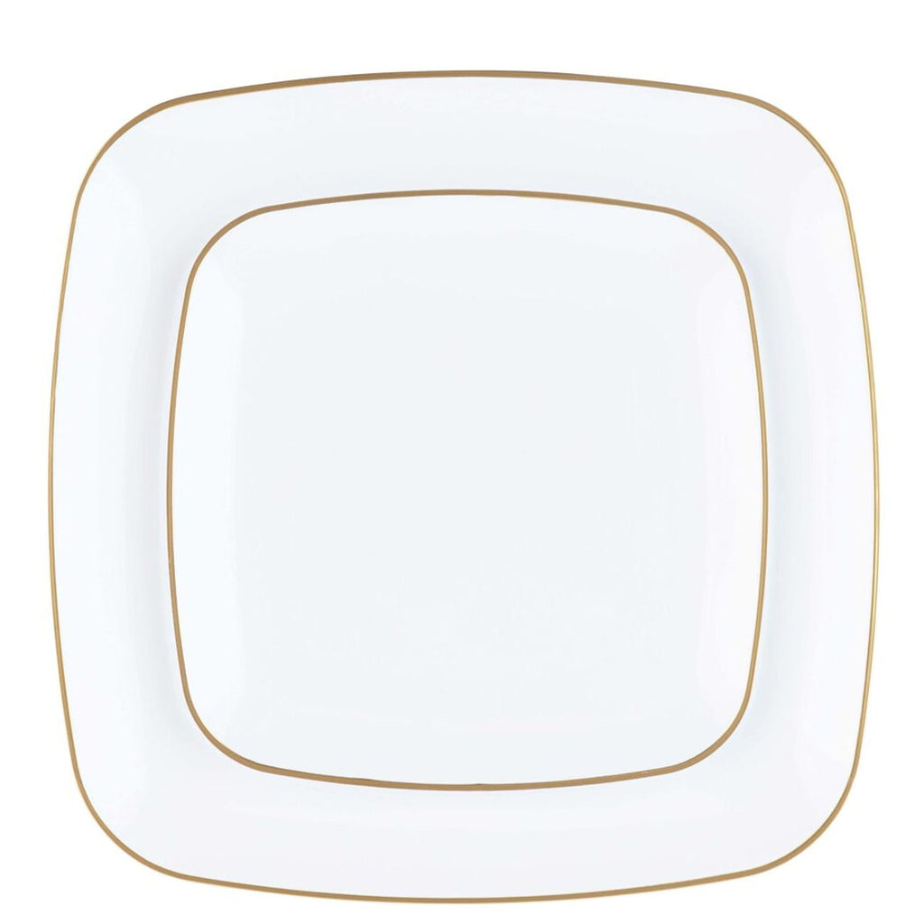 White with Gold Rim Plastic Dinnerware Set- Value Pack-Orchid