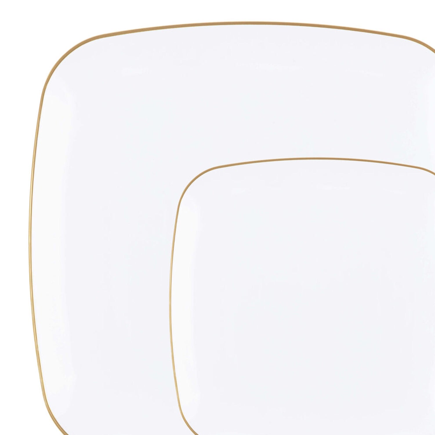 White with Gold Rim Plastic Dinnerware Set- Value Pack-Orchid