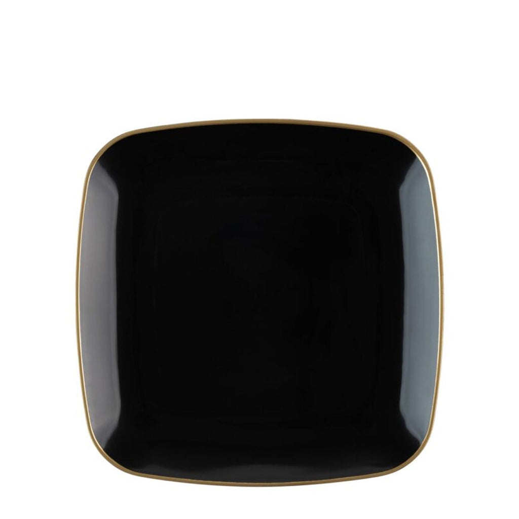 Organic 7.25" Black with Gold Rim Square Plastic Disposable Dessert Plate Tablesettings Blue Sky 10 Pieces