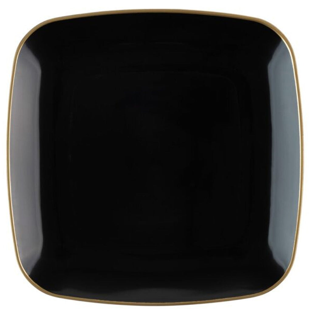 Organic 10" Black with Gold Rim Square Plastic Disposable Plate Tablesettings Blue Sky 10 Pieces