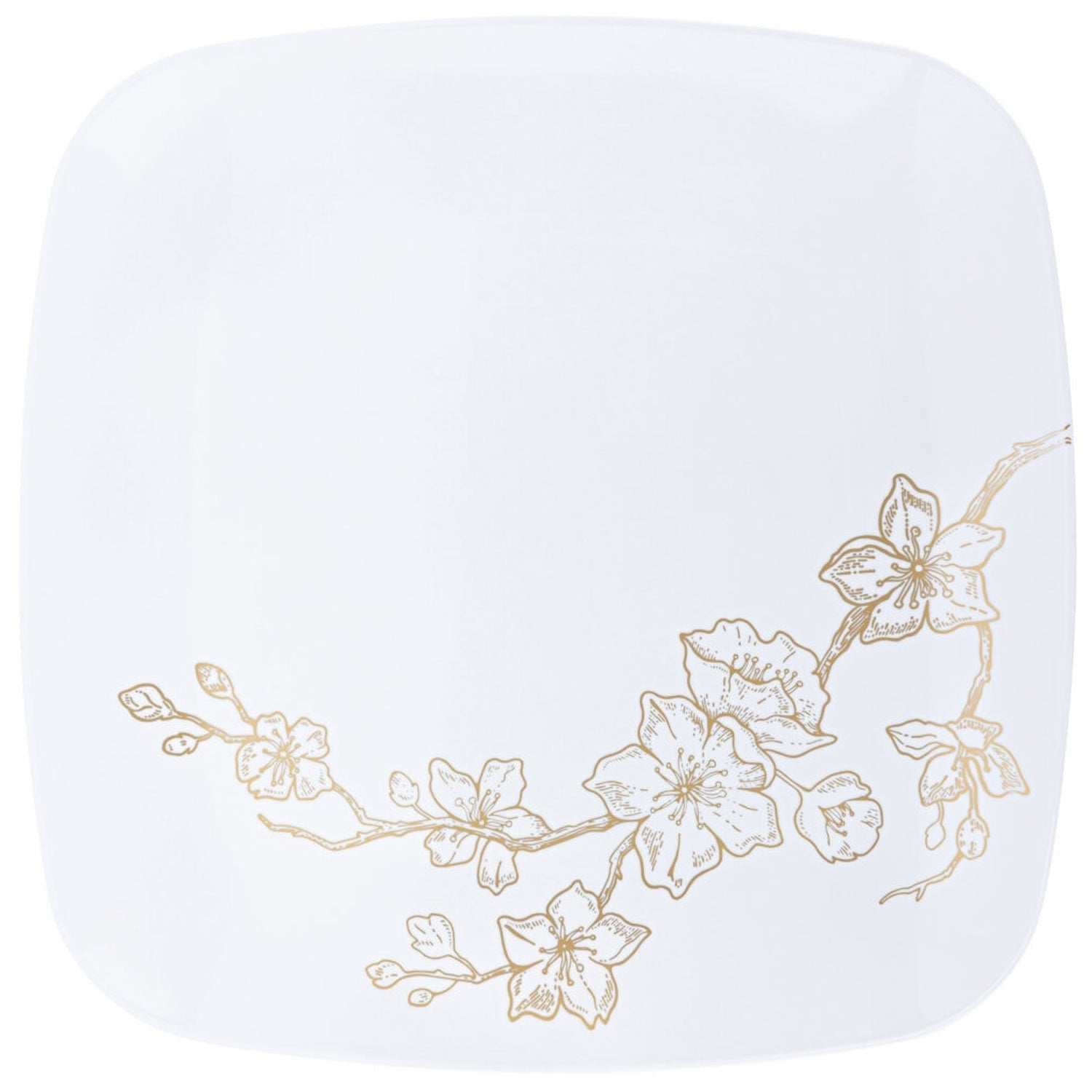*BUY BULK* Gold Buds White & Gold Rim Plastic Dinner Plate Combo Set