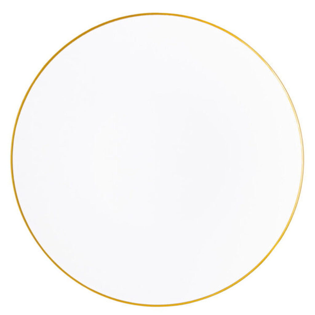 13" White / Gold Rim Hammered Plastic Charger