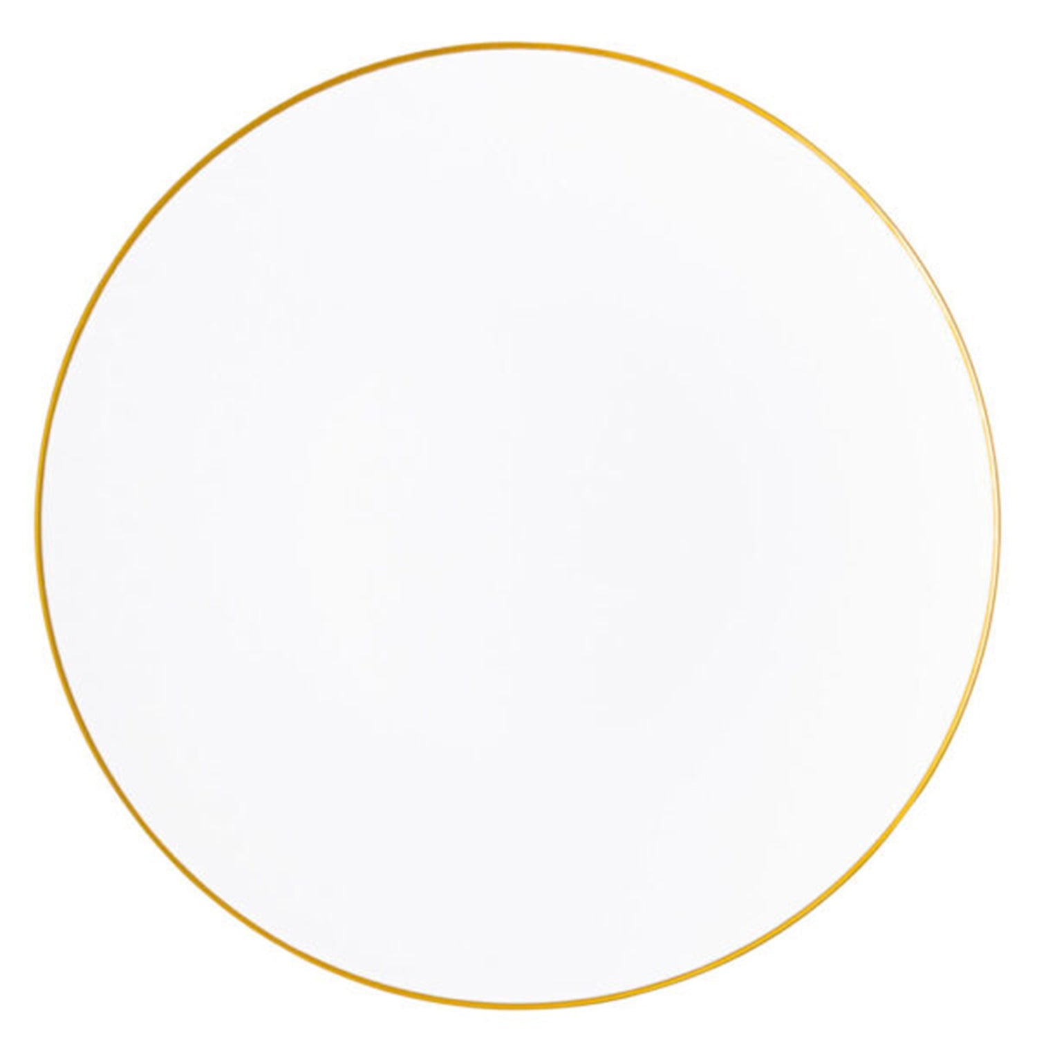 13" White / Gold Rim Hammered Plastic Charger