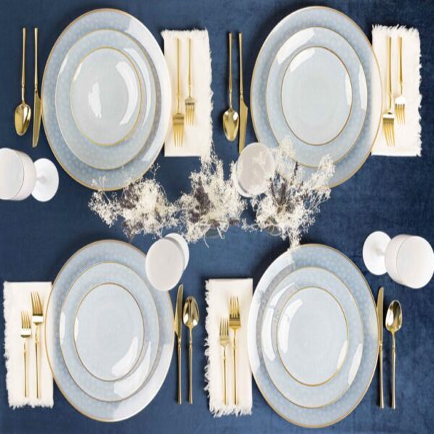 Organic 10" White with Gold Rim Plastic Disposable Dinner Plate