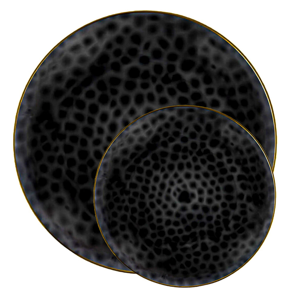 7" Black & Gold Rim Organic Dessert Plates
