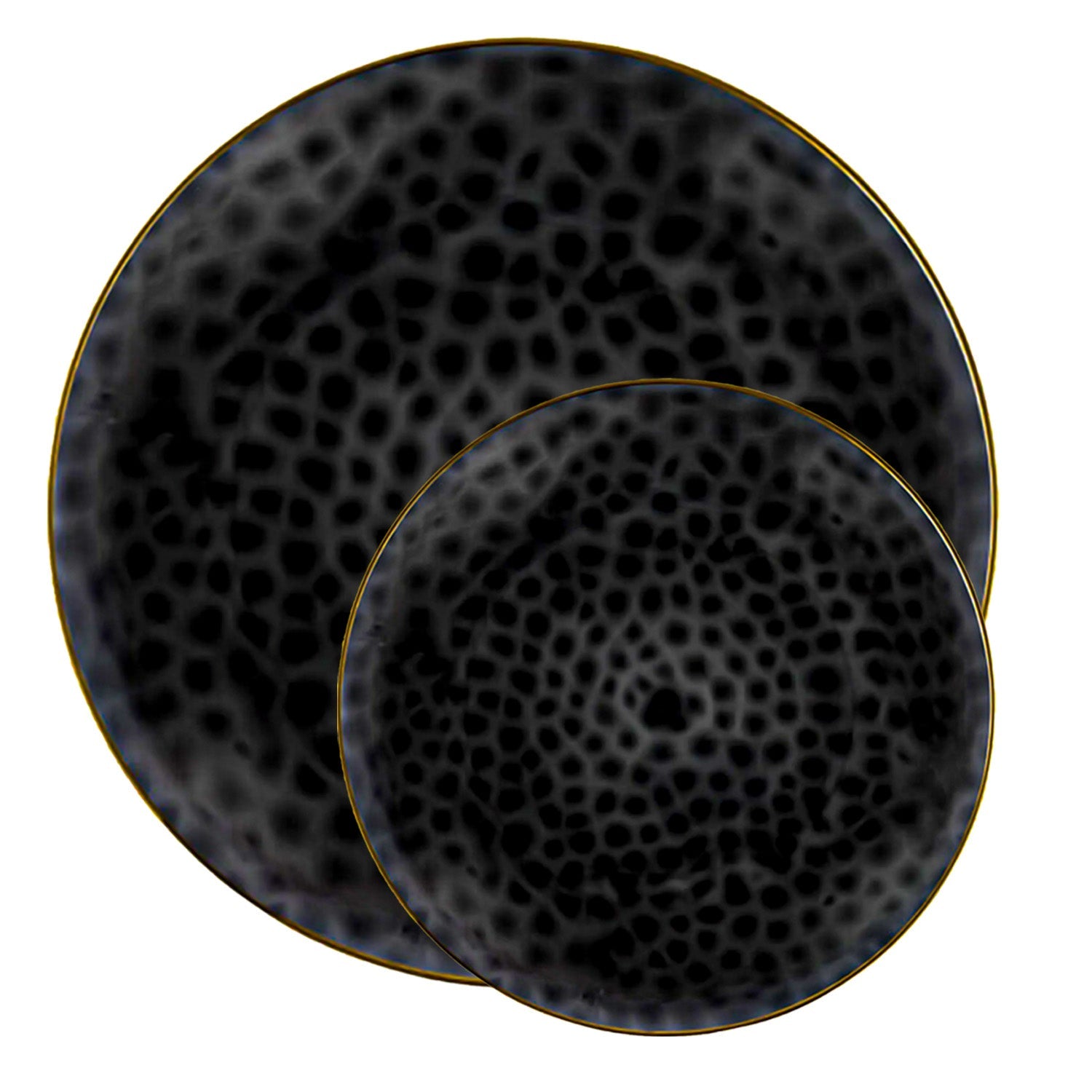 7" Black & Gold Rim Organic Dessert Plates